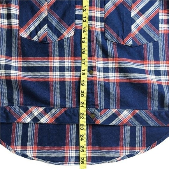 Zara Snap Front Flannel Shirt Plaid Pocketed High Low 100% Cotton Shacket XS - Picture 7 of 8
